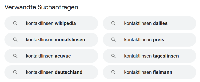 Verwandte Suchanfragen bei Google